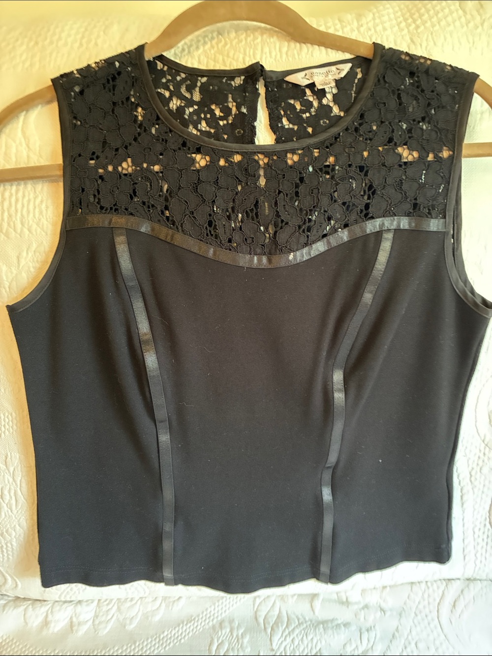 Nanette Lepore Black Lace Yoke Sleeveless Blouse